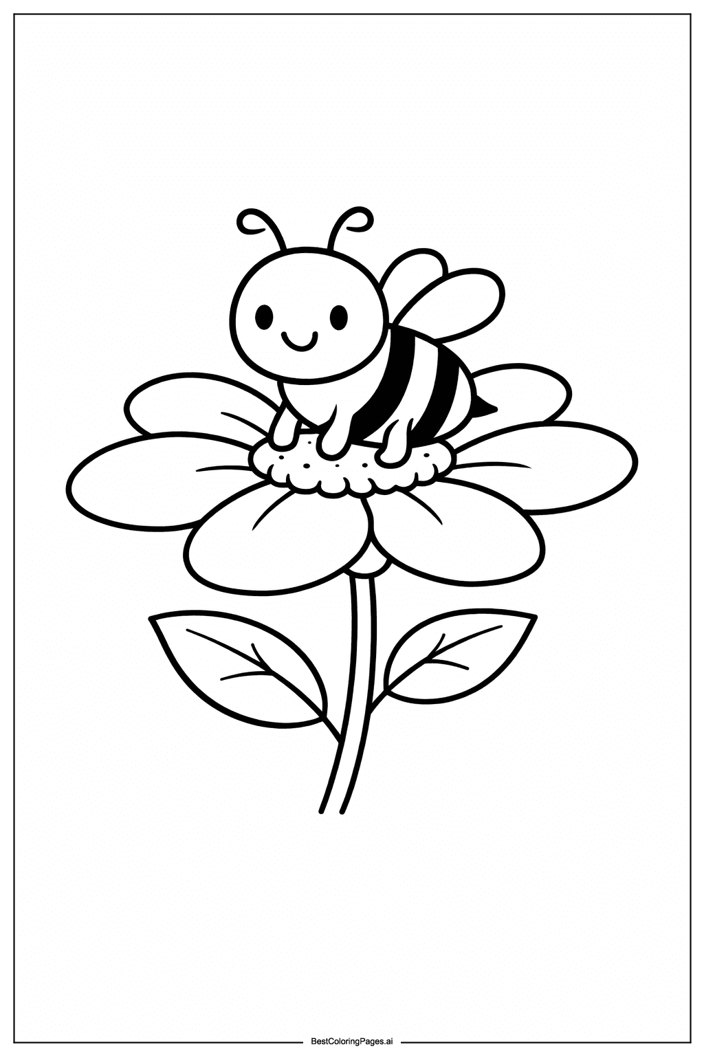 Bee on flower Coloring Page