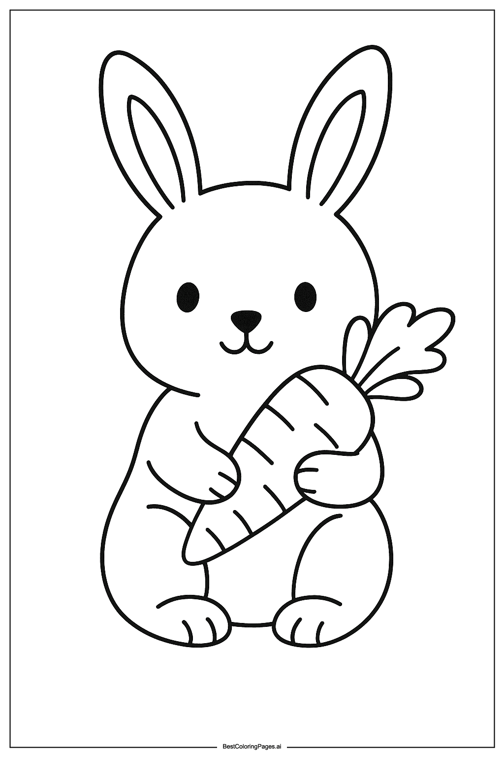 Bunny holding a carrot Coloring Page