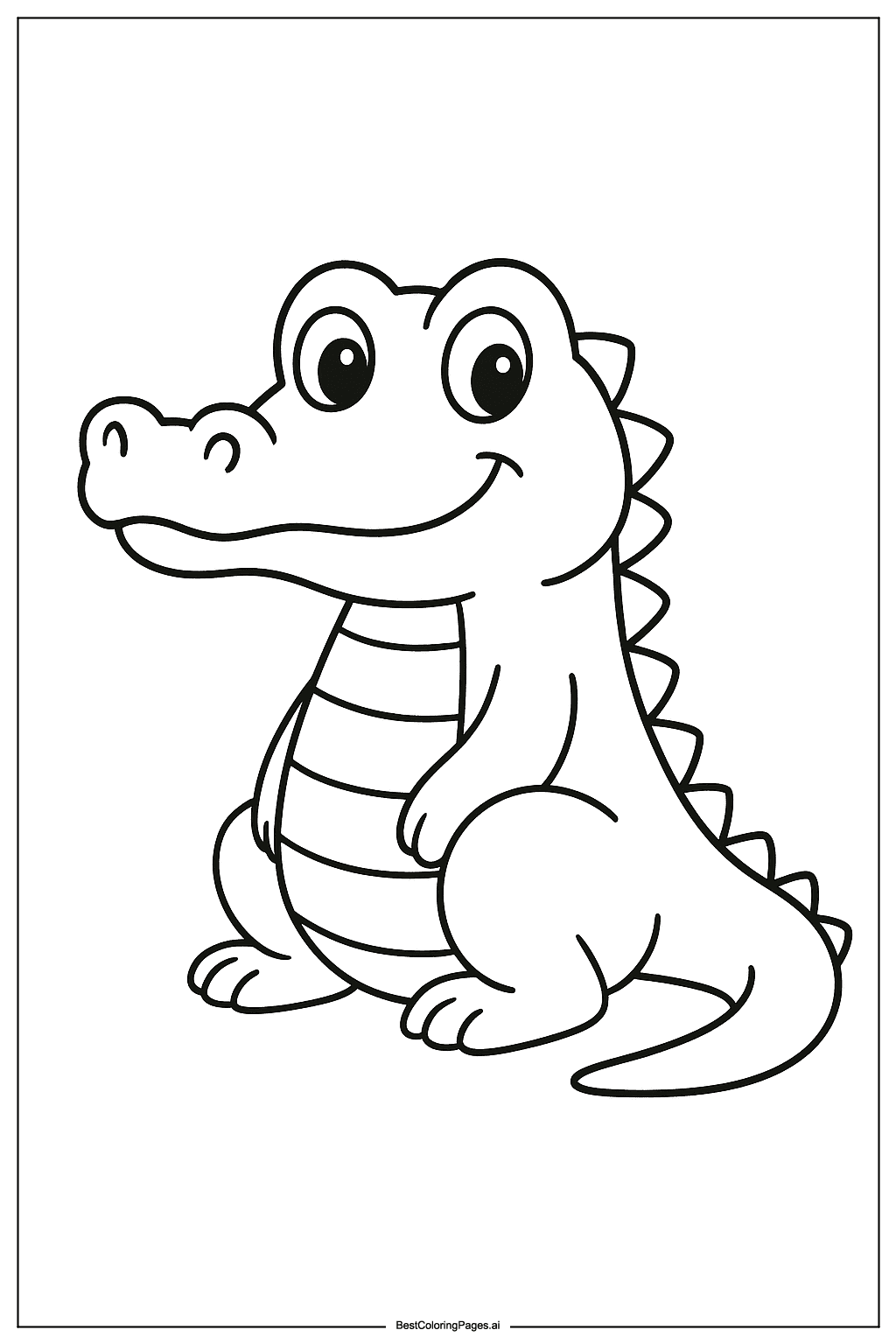 Calm cartoon crocodile Coloring Page