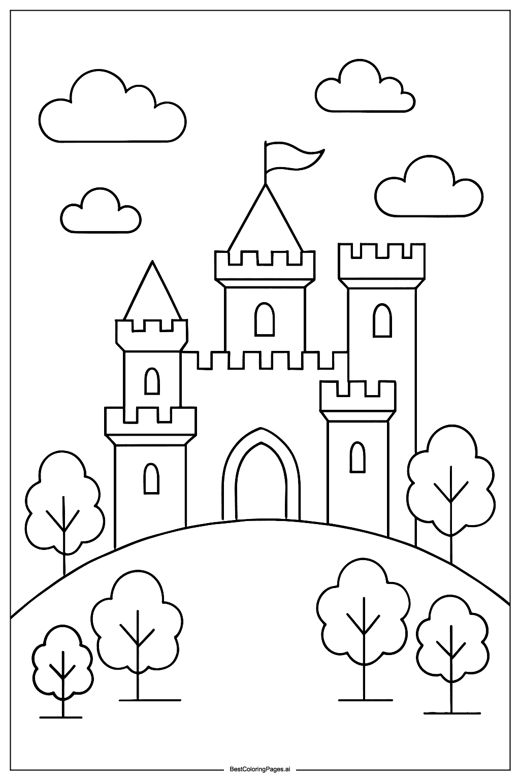 Castle on a hill Coloring Page
