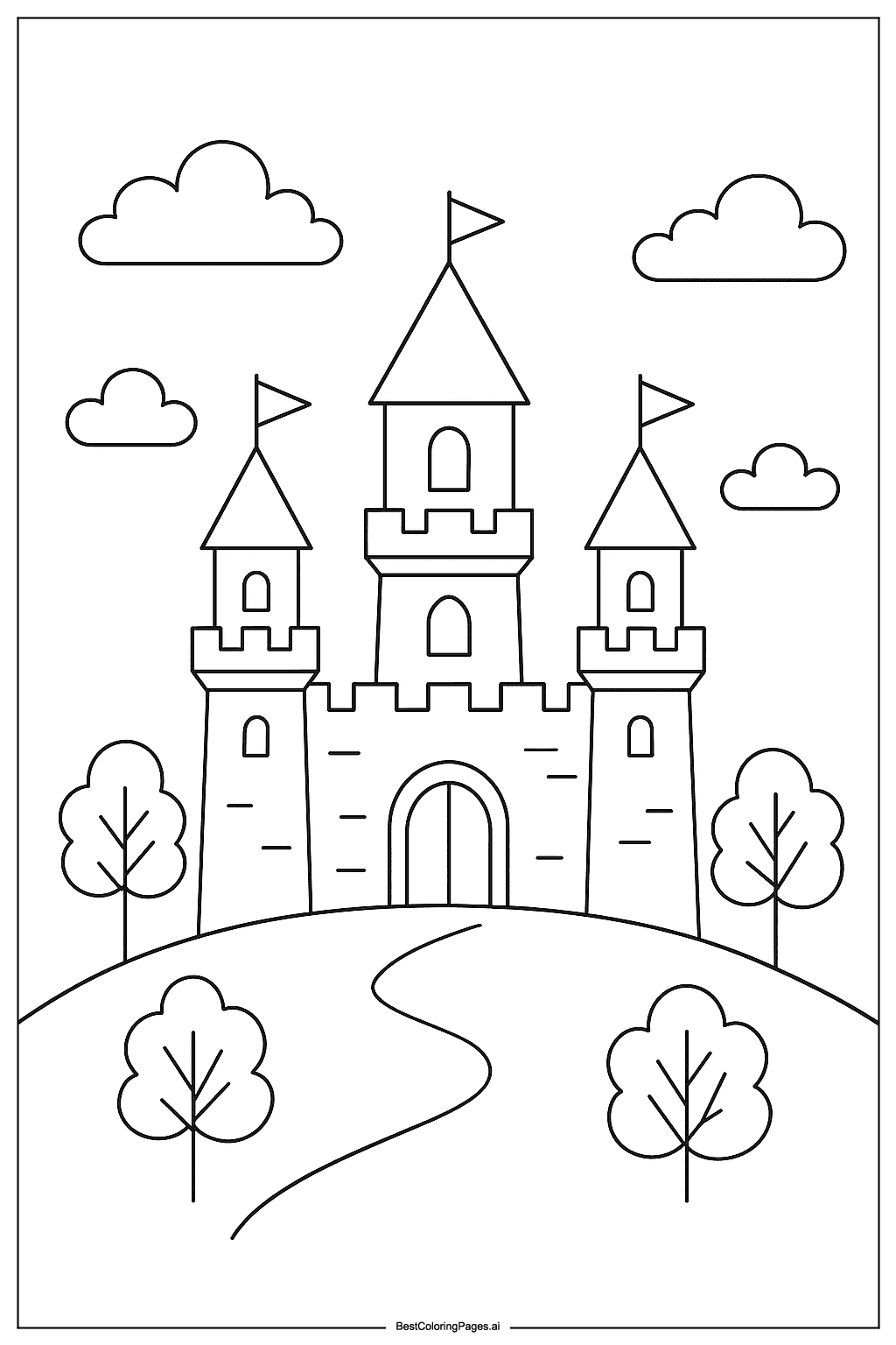 Castle on a hill Coloring Page