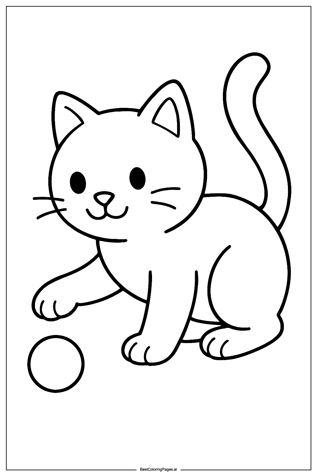 Cat playing Coloring Page