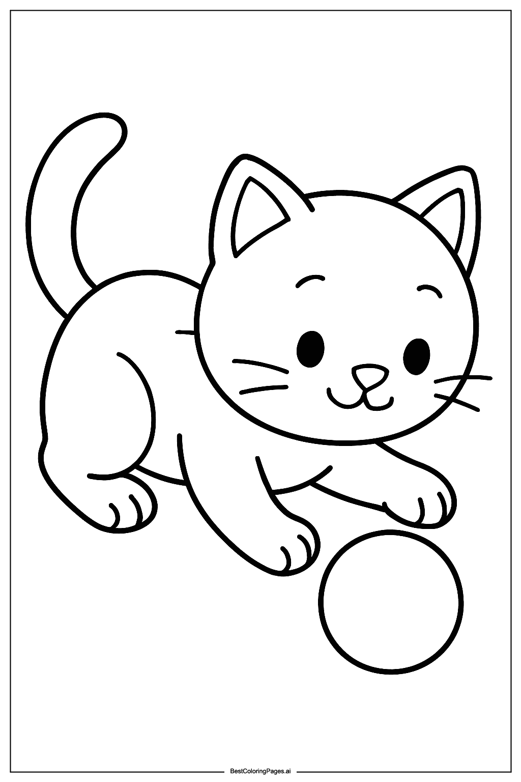 Cat playing Coloring Page