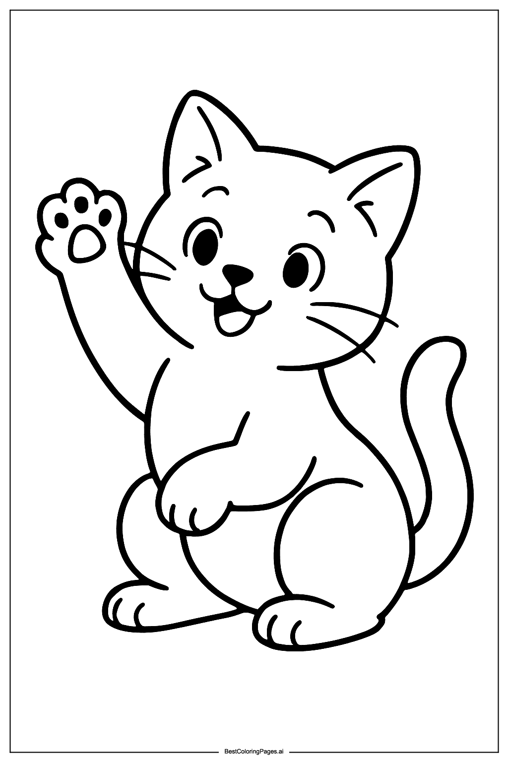 Cat playing Coloring Page