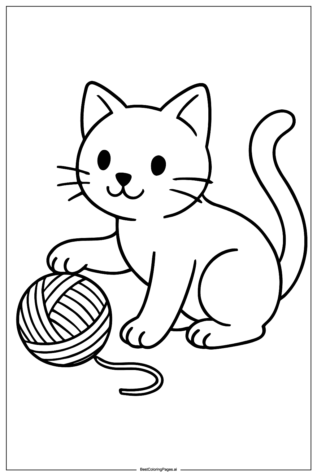Cat playing Coloring Page