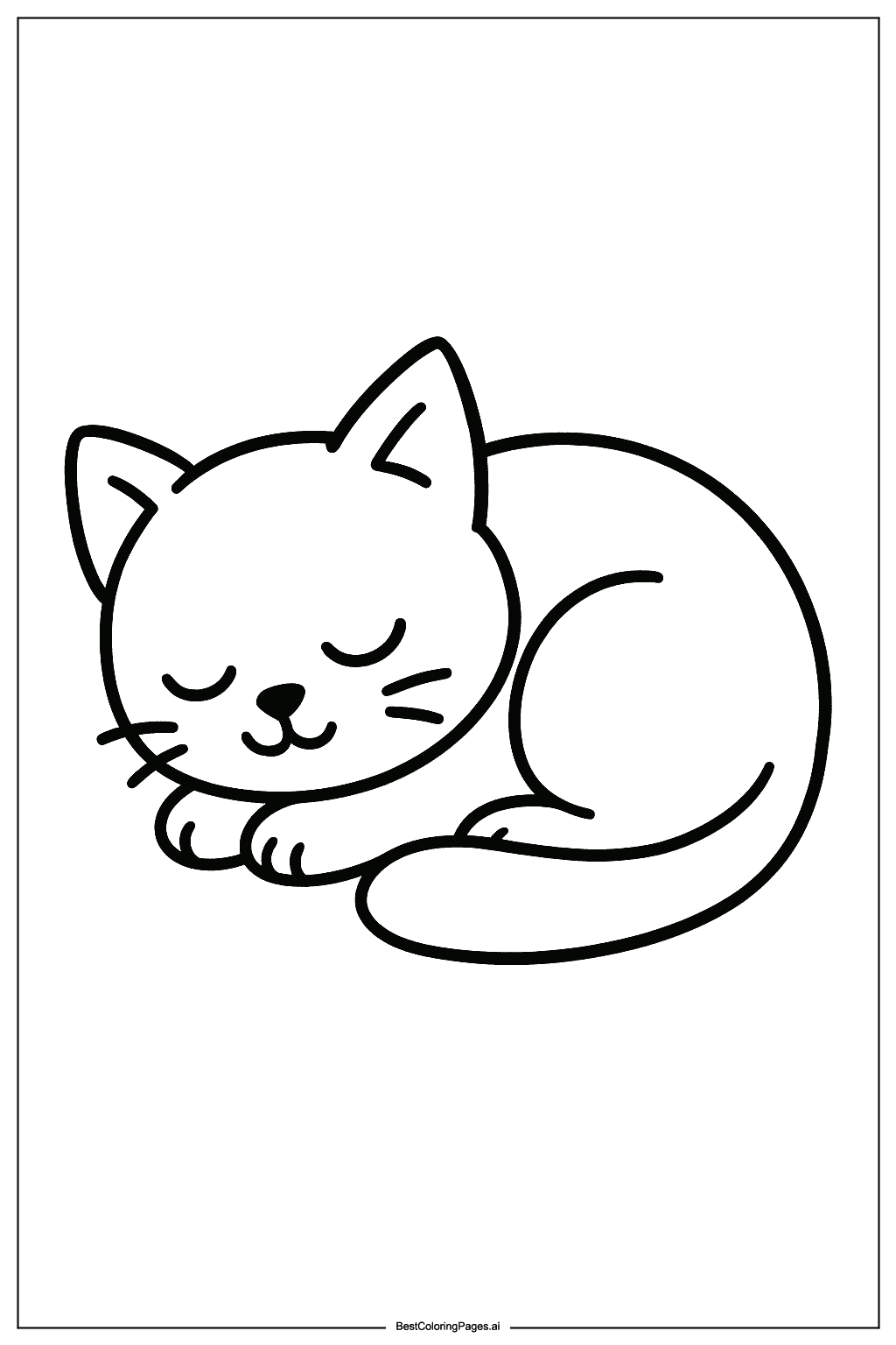 Cat sleeping Coloring Page