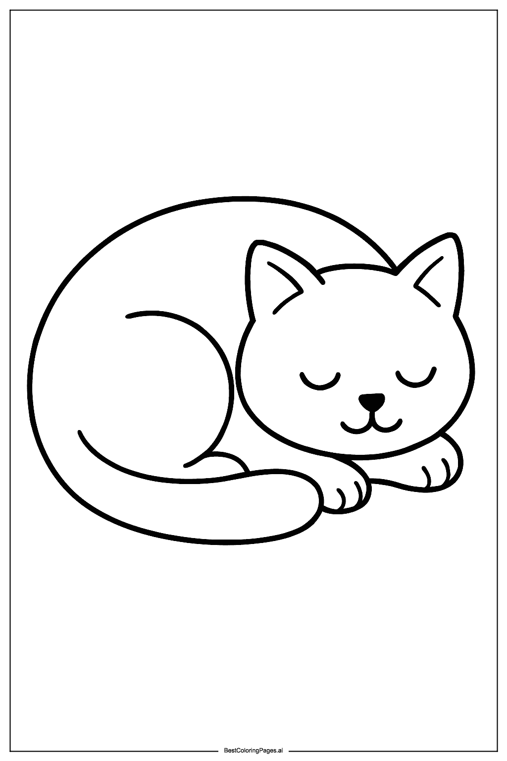 Cat sleeping Coloring Page