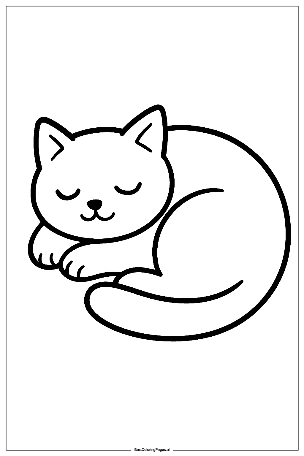 Cat sleeping Coloring Page