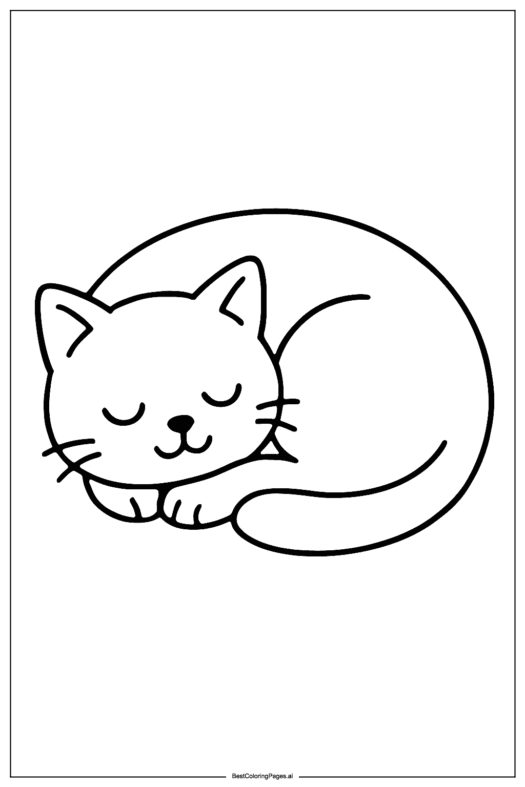 Cat sleeping peacefully Coloring Page
