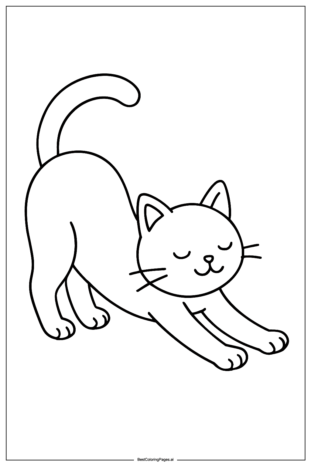 Cat stretching Coloring Page