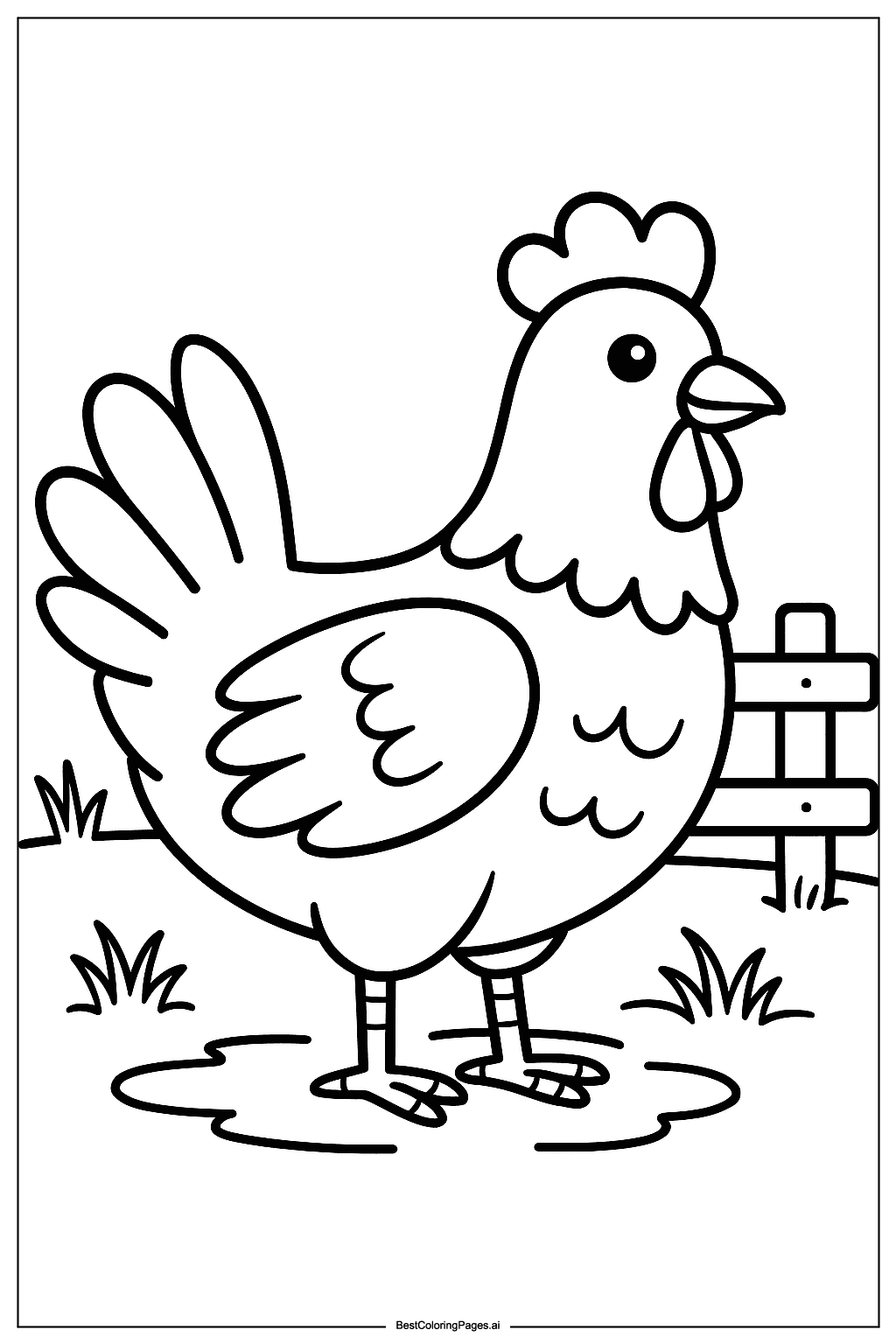 Dibujos de Gallina en el corral para Colorear