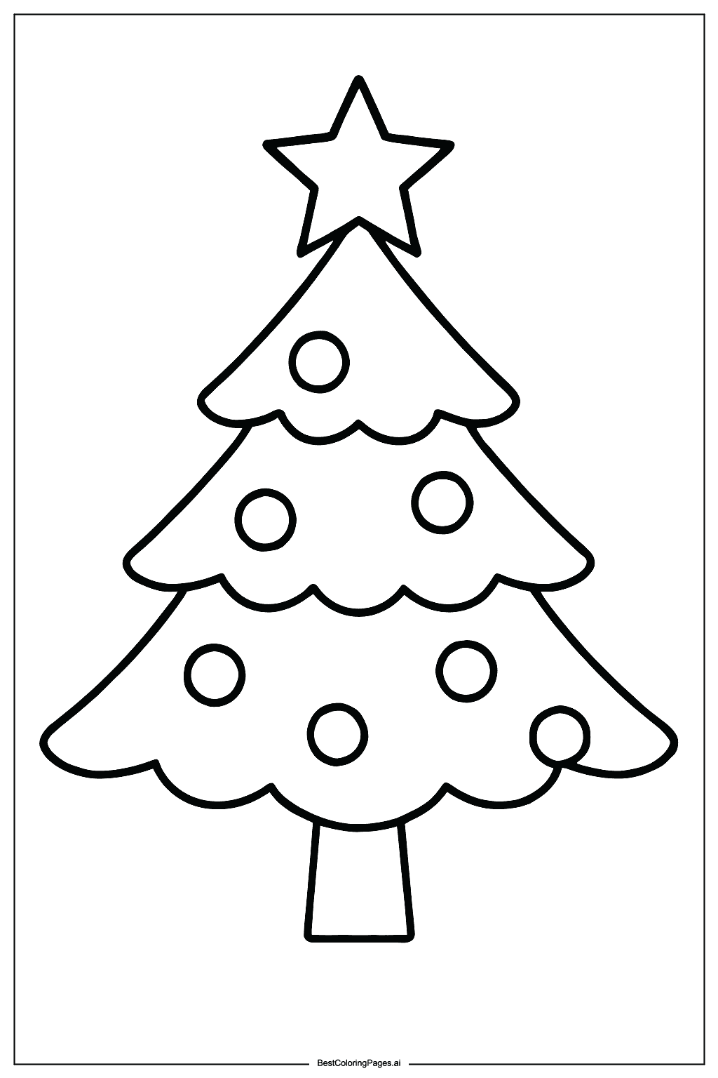 Christmas tree with star Coloring Page