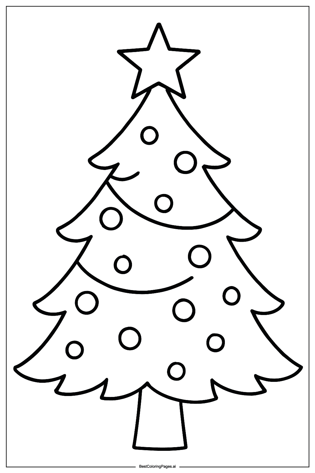 Christmas tree with star Coloring Page