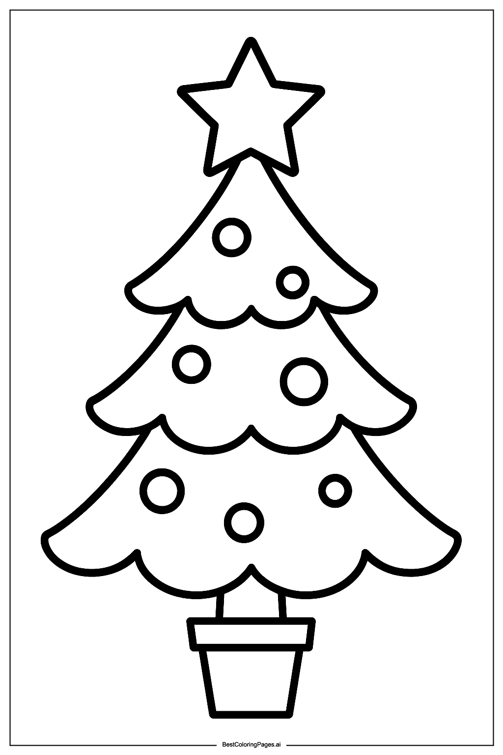 Christmas tree with star Coloring Page