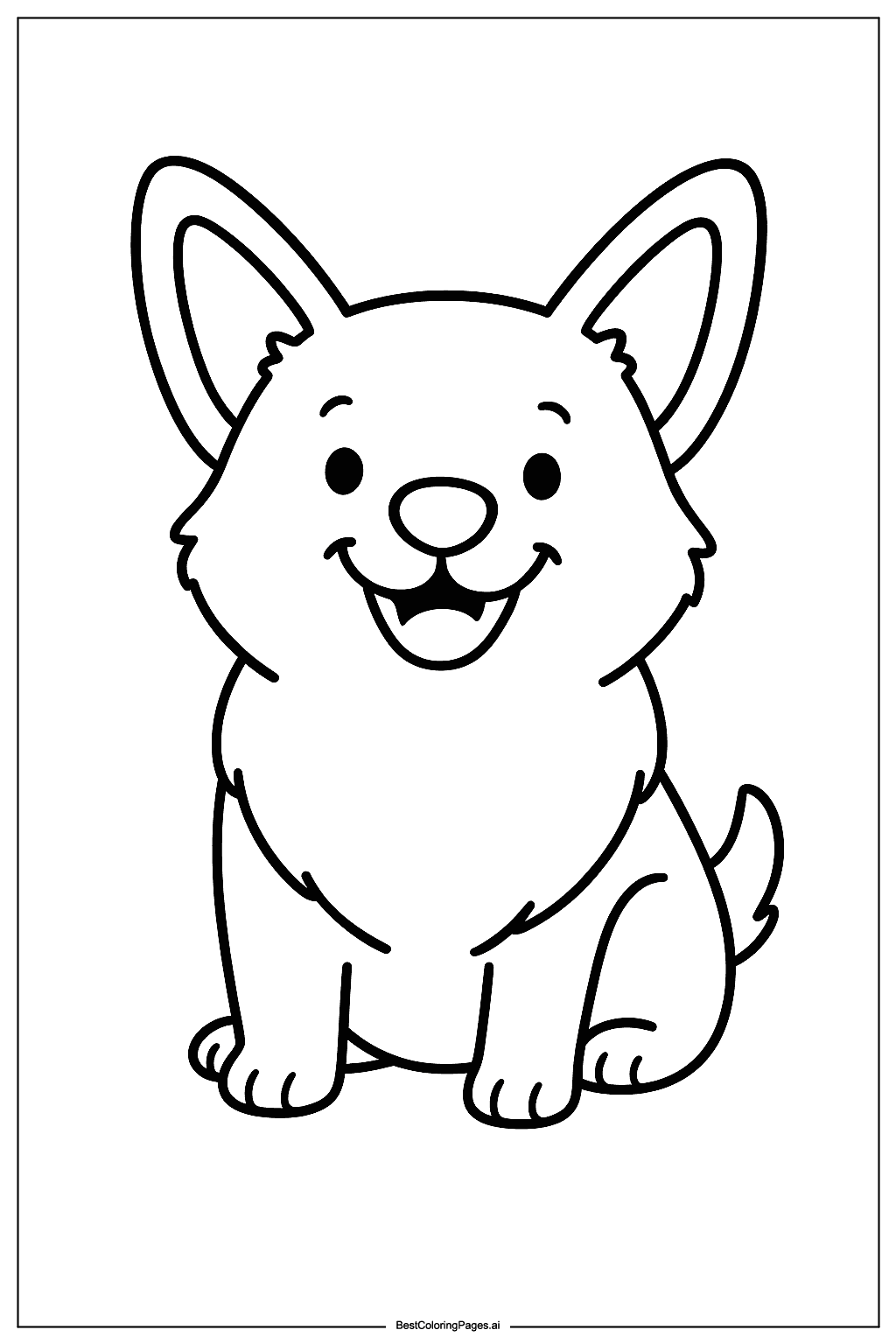 Corgi smiling Coloring Page