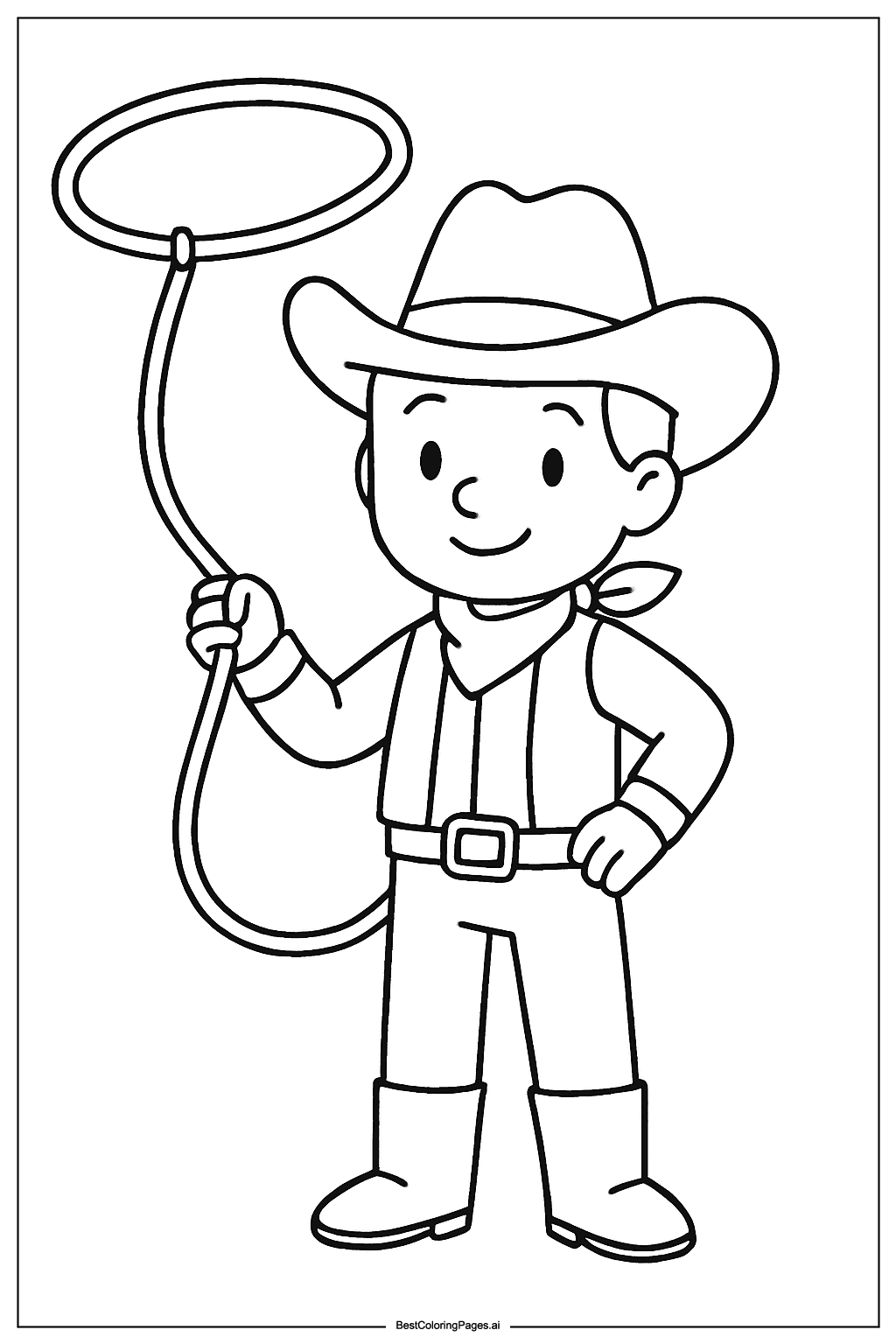 Cowboy holding a lasso Coloring Page