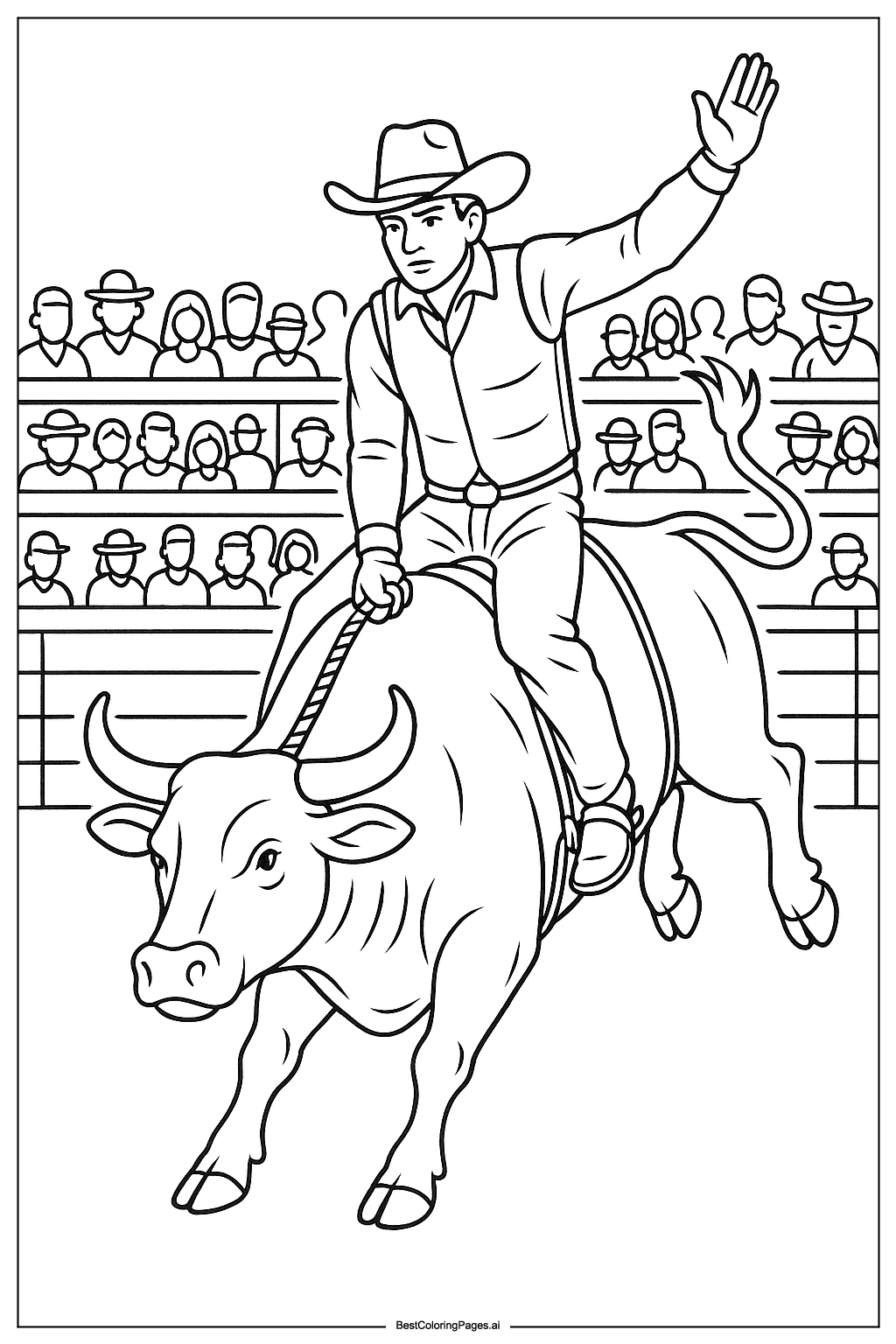 Cowboy in a rodeo Coloring Page