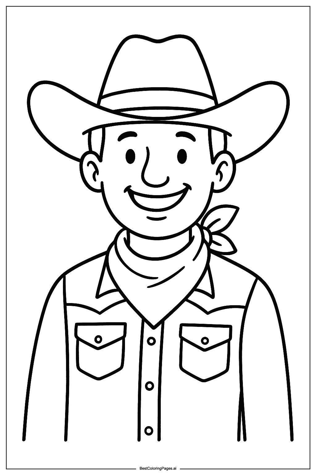 Cowboy with a hat Coloring Page