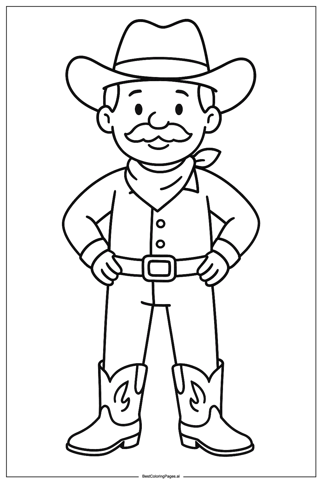 Cowboy with boots Coloring Page