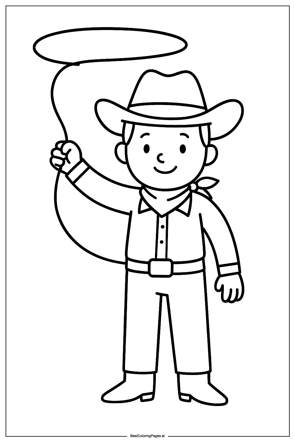 Cowboy with lasso Coloring Page