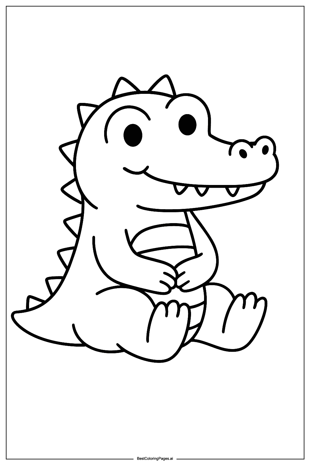 Crocodile sitting Coloring Page
