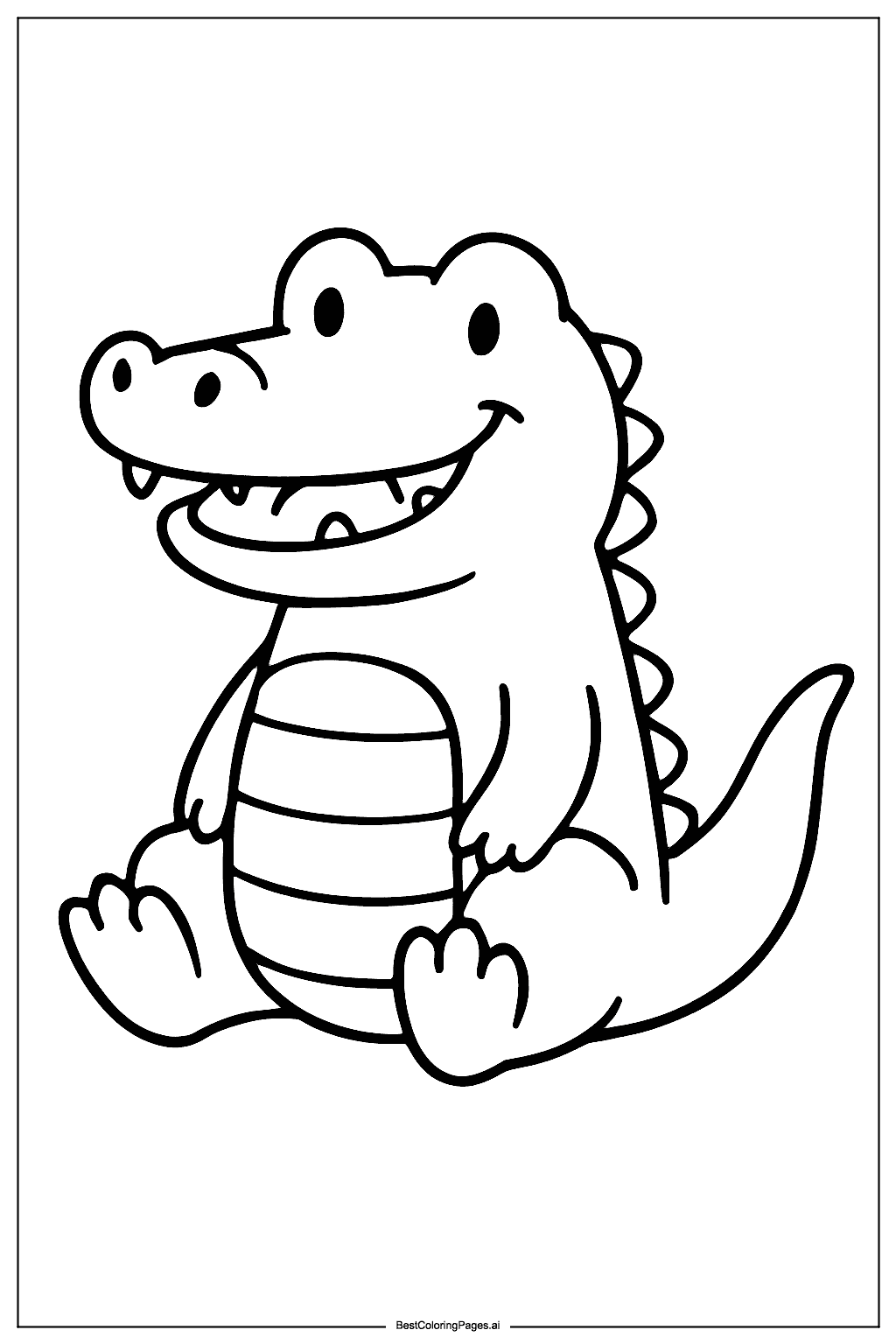 Crocodile sitting Coloring Page