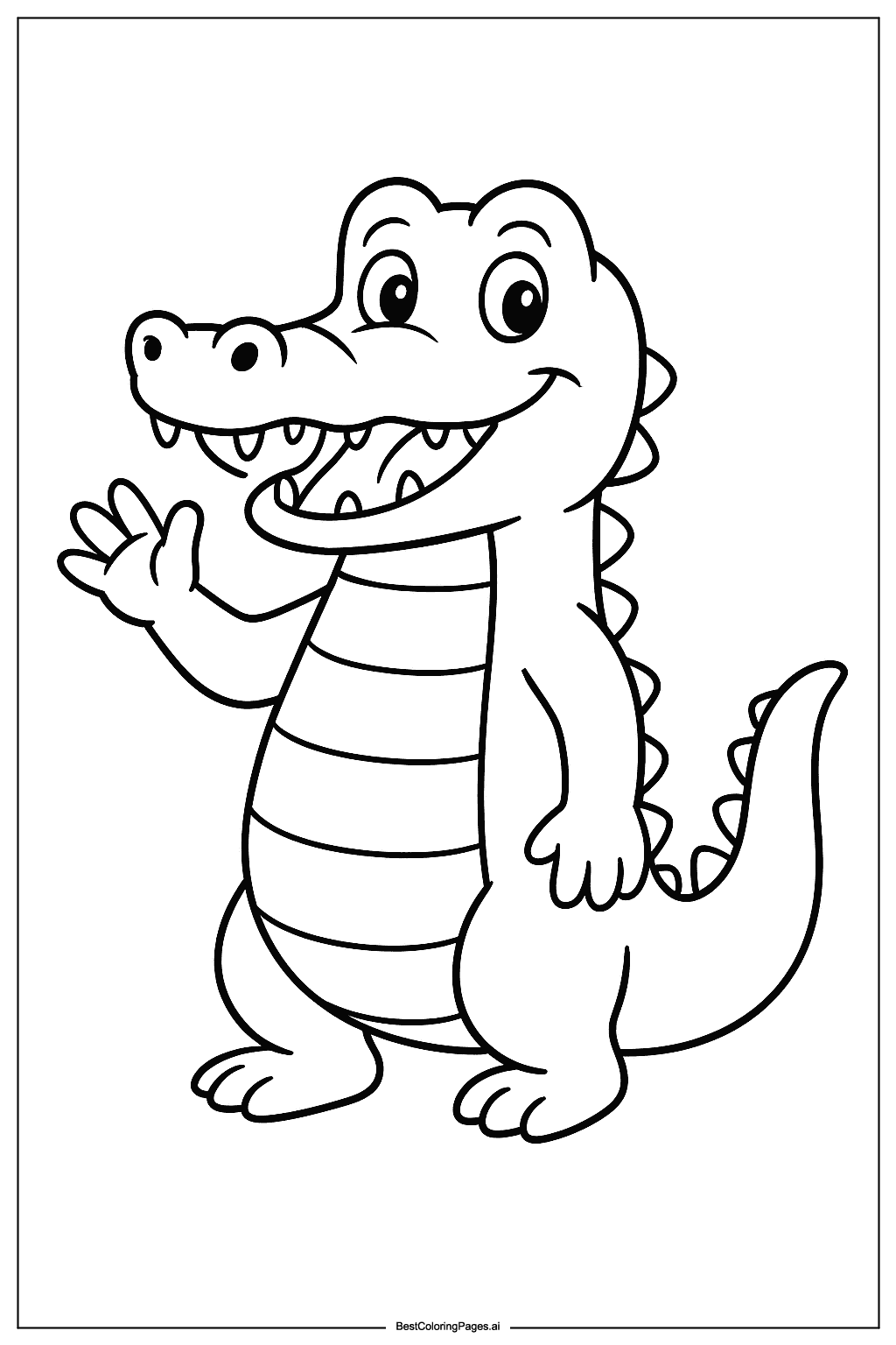 Crocodile waving Coloring Page