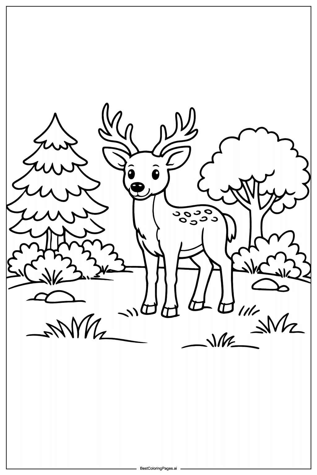 Desenhos de Veado na Floresta para Colorir