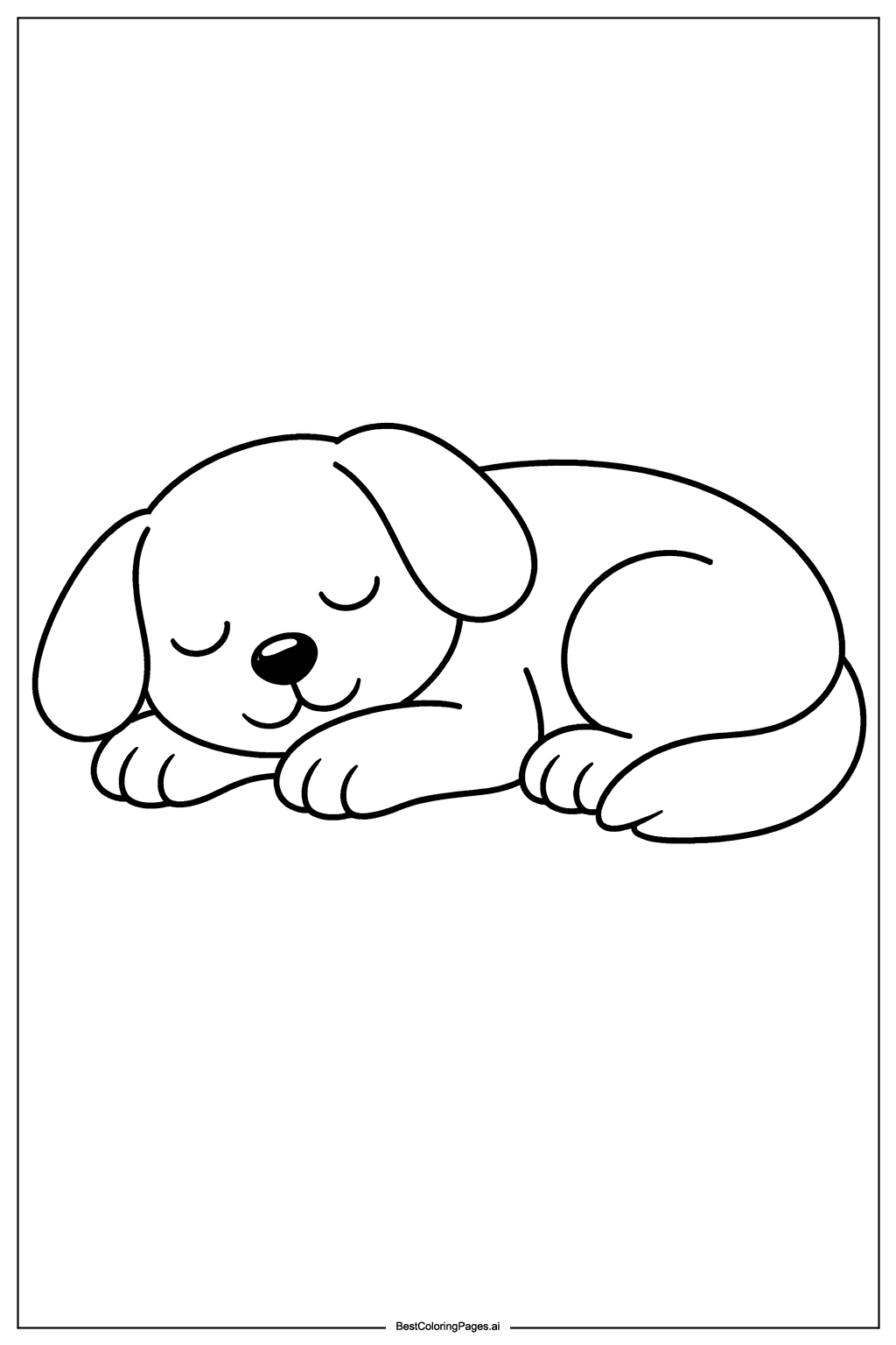 Dog sleeping Coloring Page
