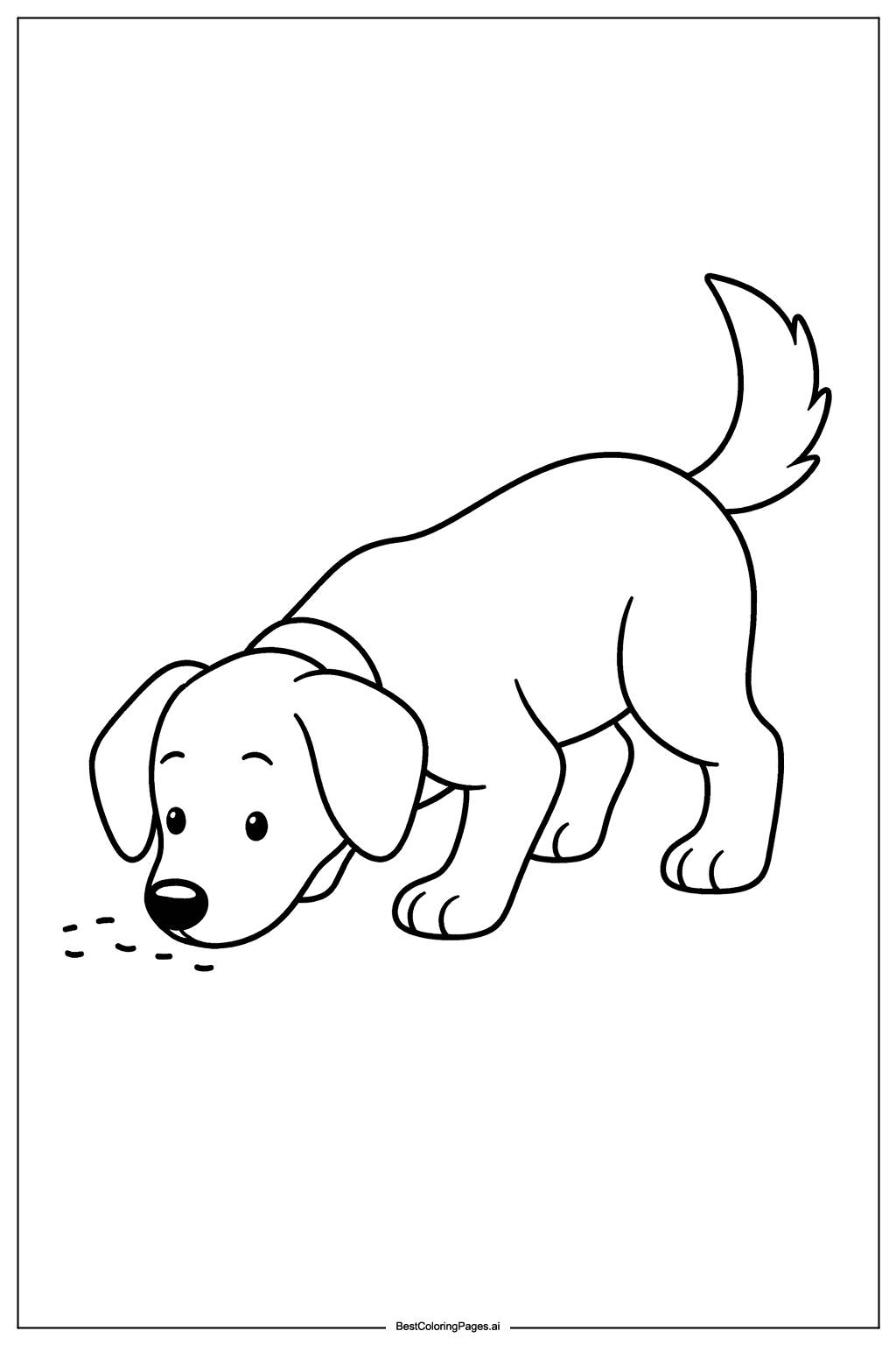 Dog sniffing Coloring Page