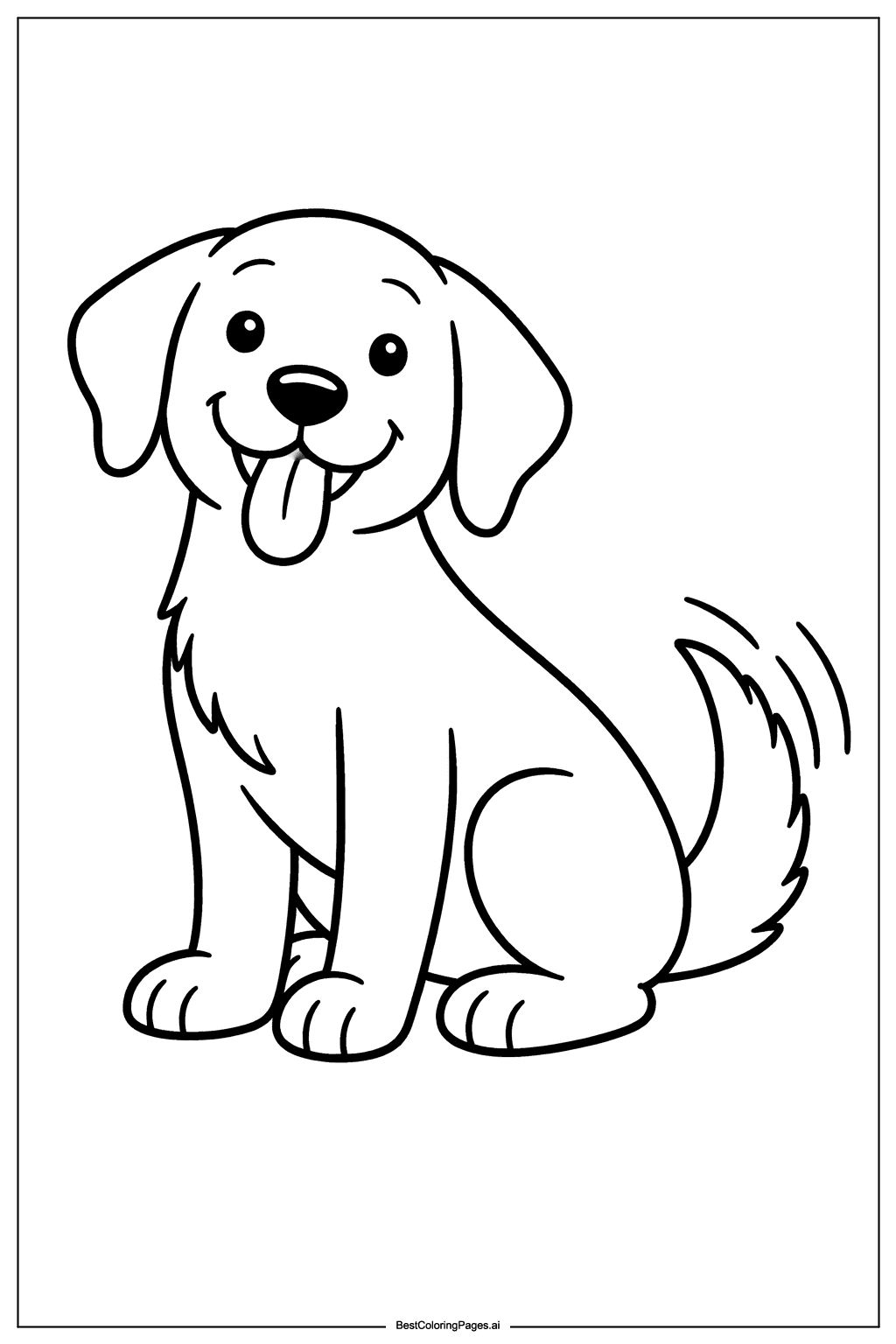 Dog wagging tail Coloring Page