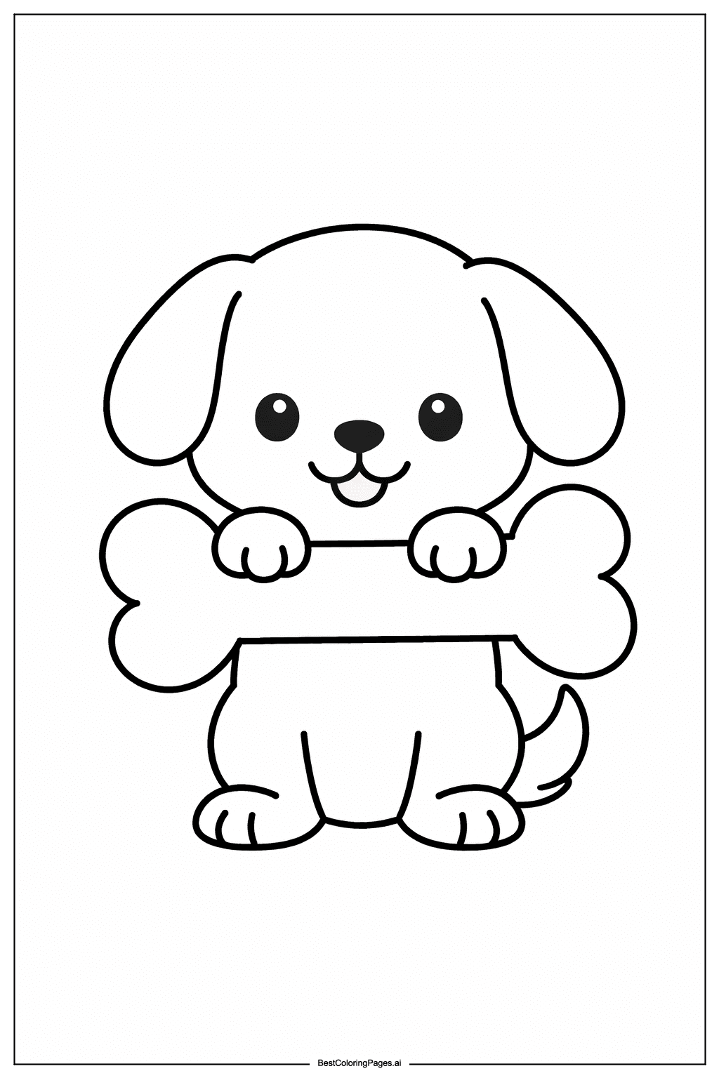 Dog with bone Coloring Page