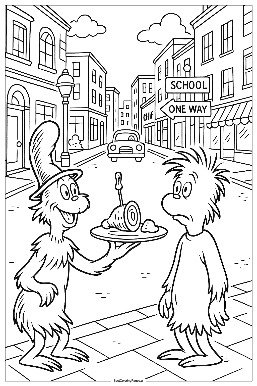 Coloriage Sam-C'est-Moi et les Œufs Verts au Jambon