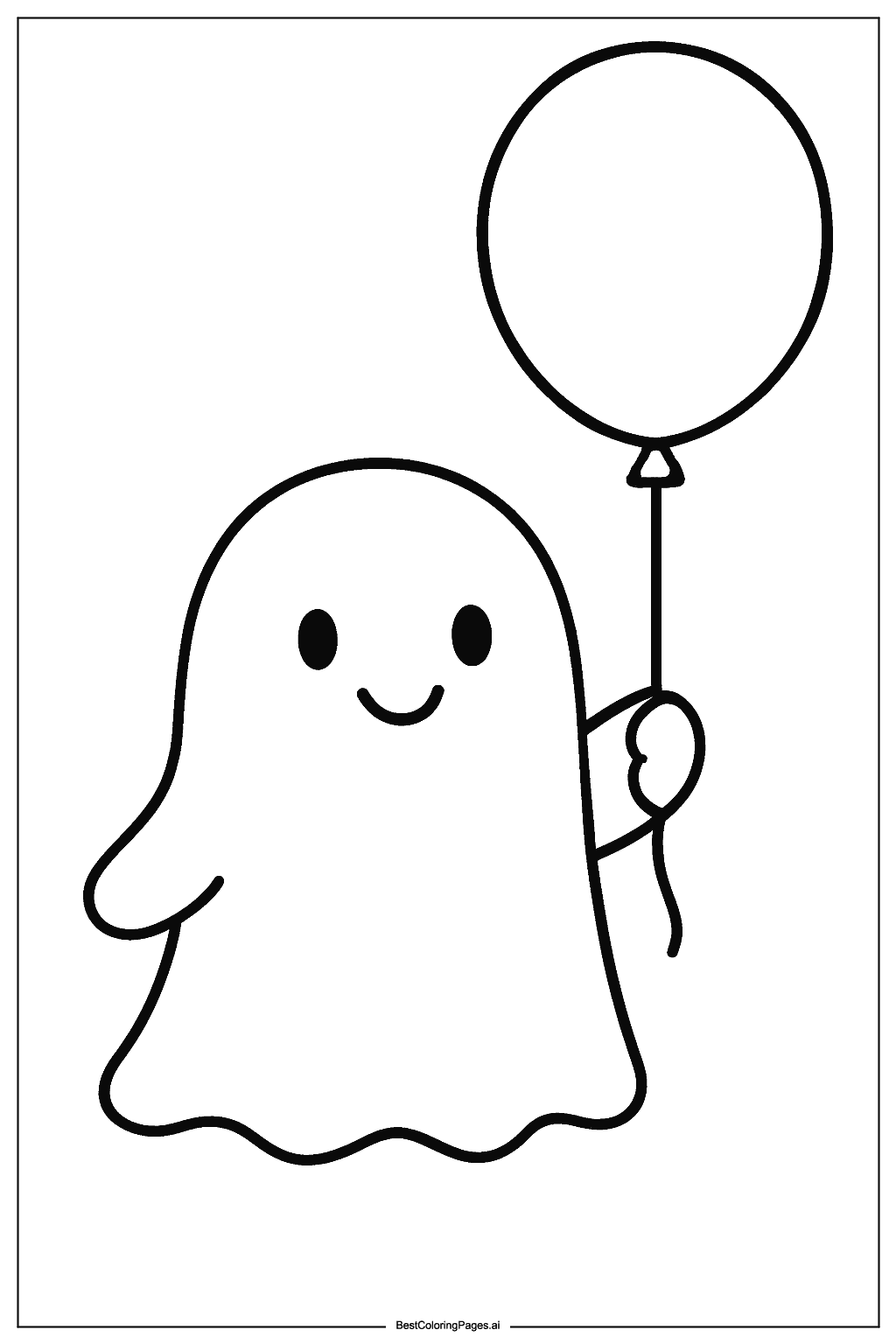 Ghost holding balloon Coloring Page