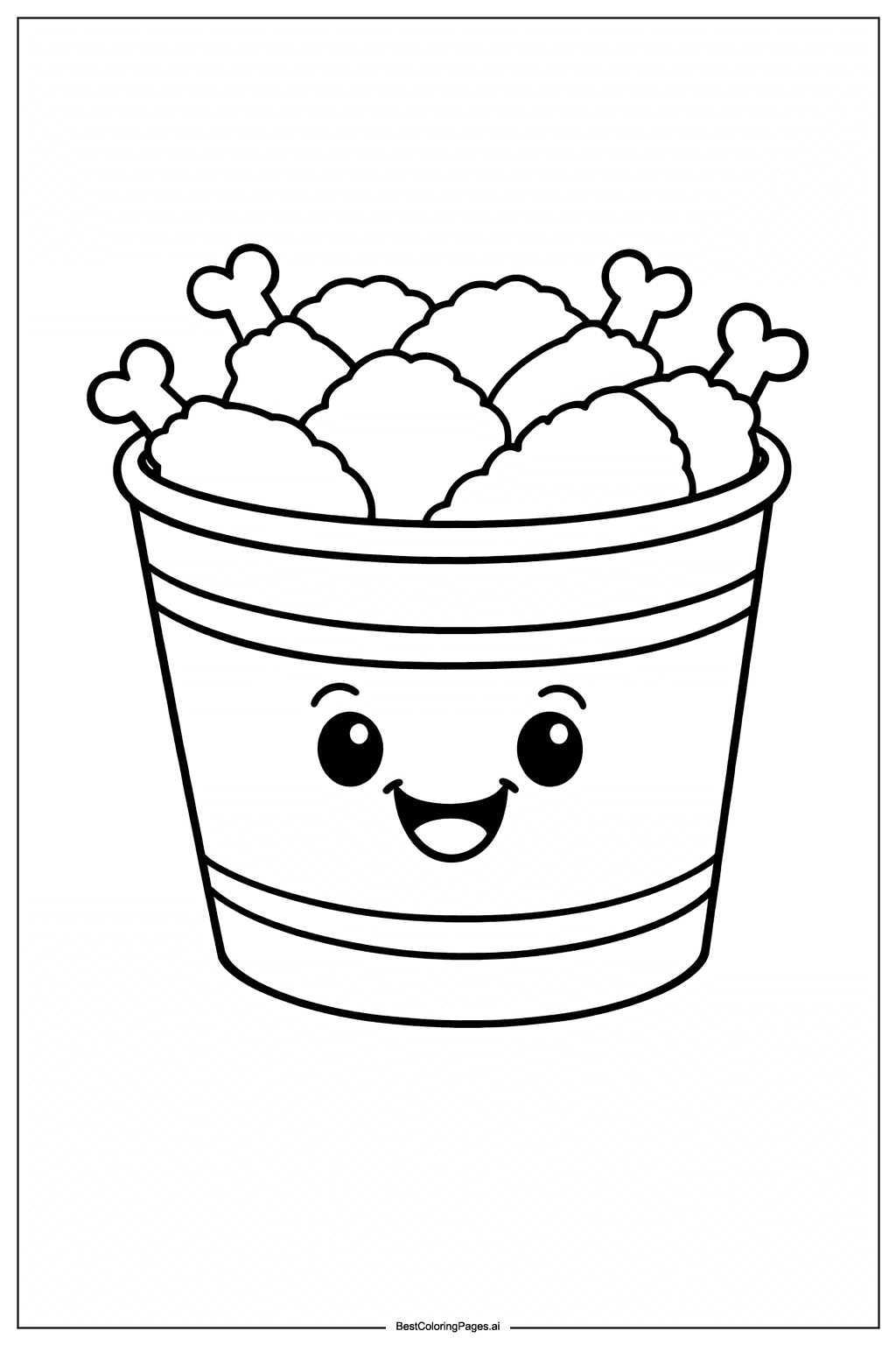 KFC bucket with chicken Coloring Page