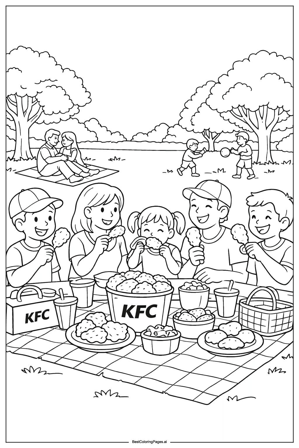 KFC picnic in the park Coloring Page