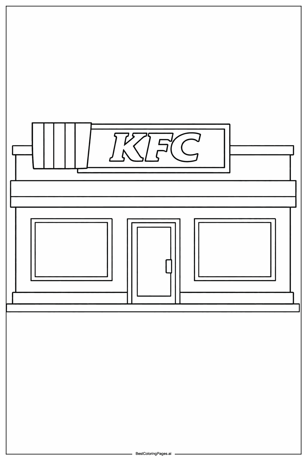 KFC restaurant front view Coloring Page