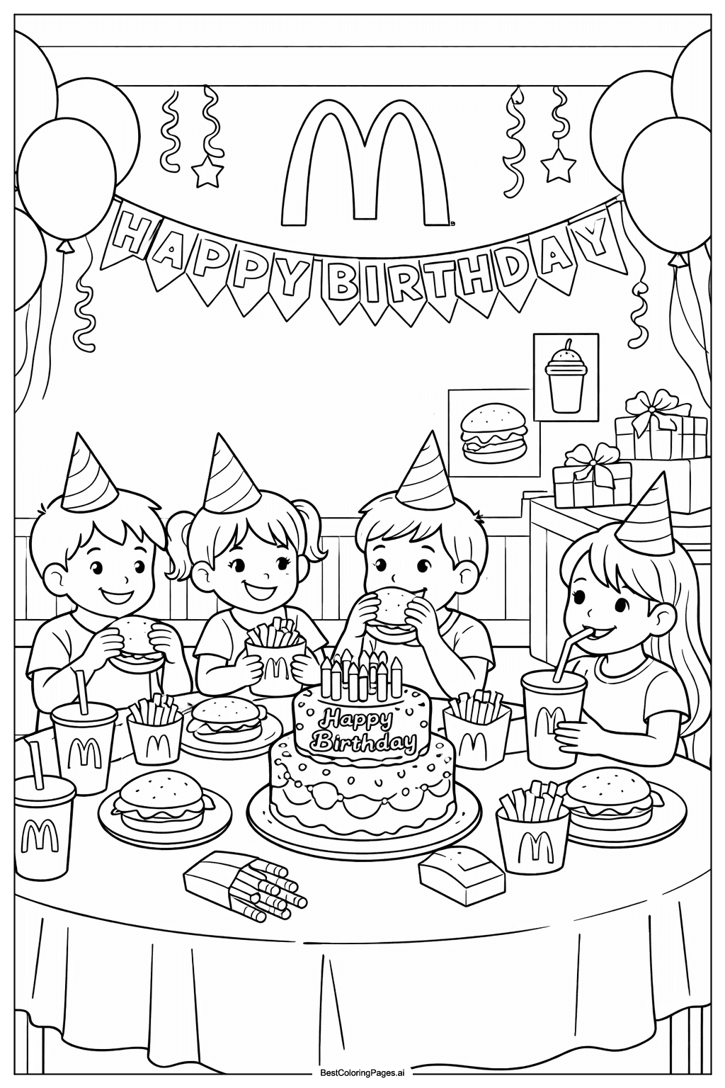 McDonald’s birthday party Coloring Page