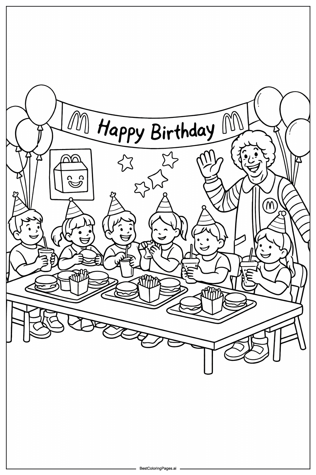 McDonald’s birthday party Coloring Page
