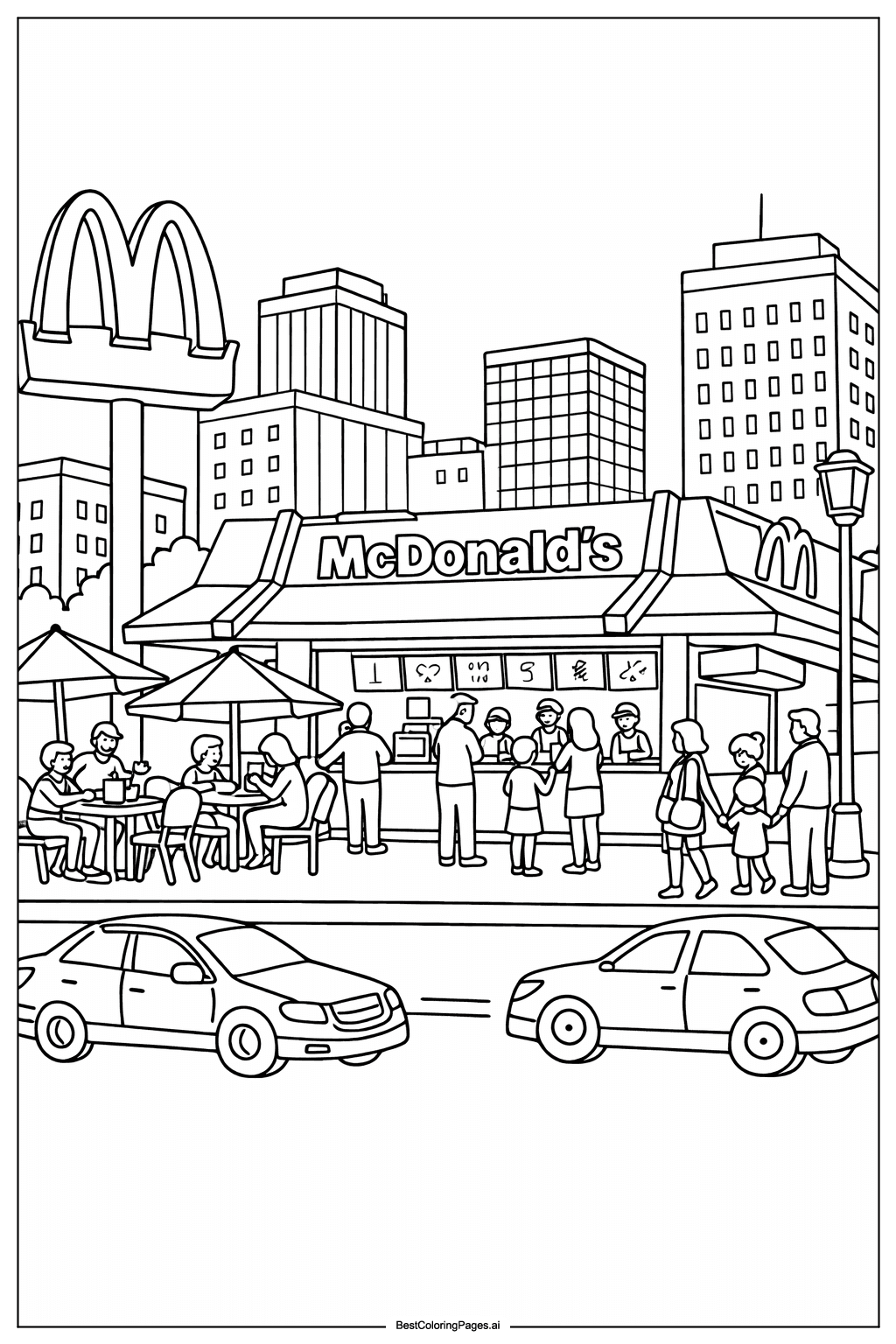 McDonald’s city restaurant Coloring Page