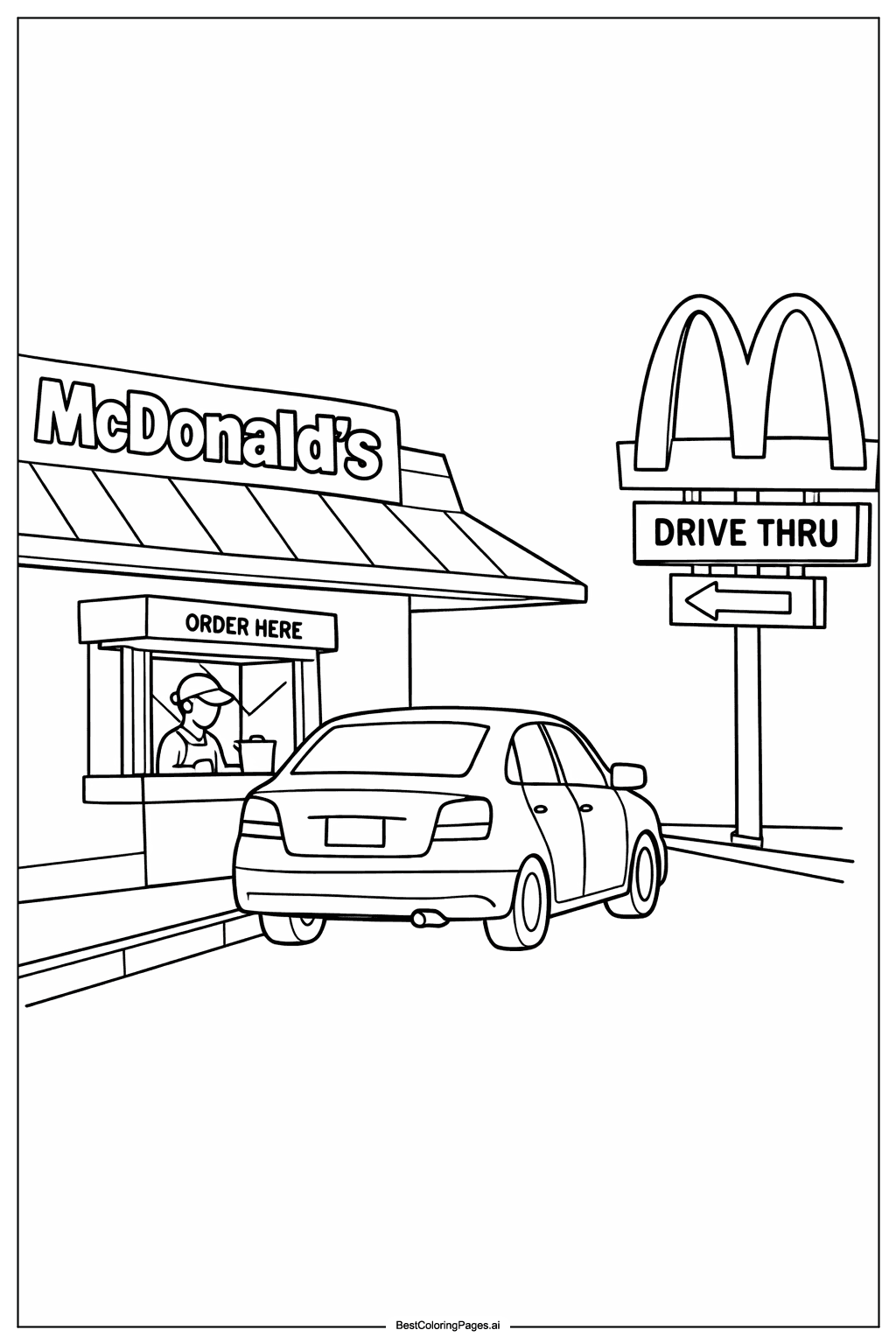 McDonald’s drive thru Coloring Page