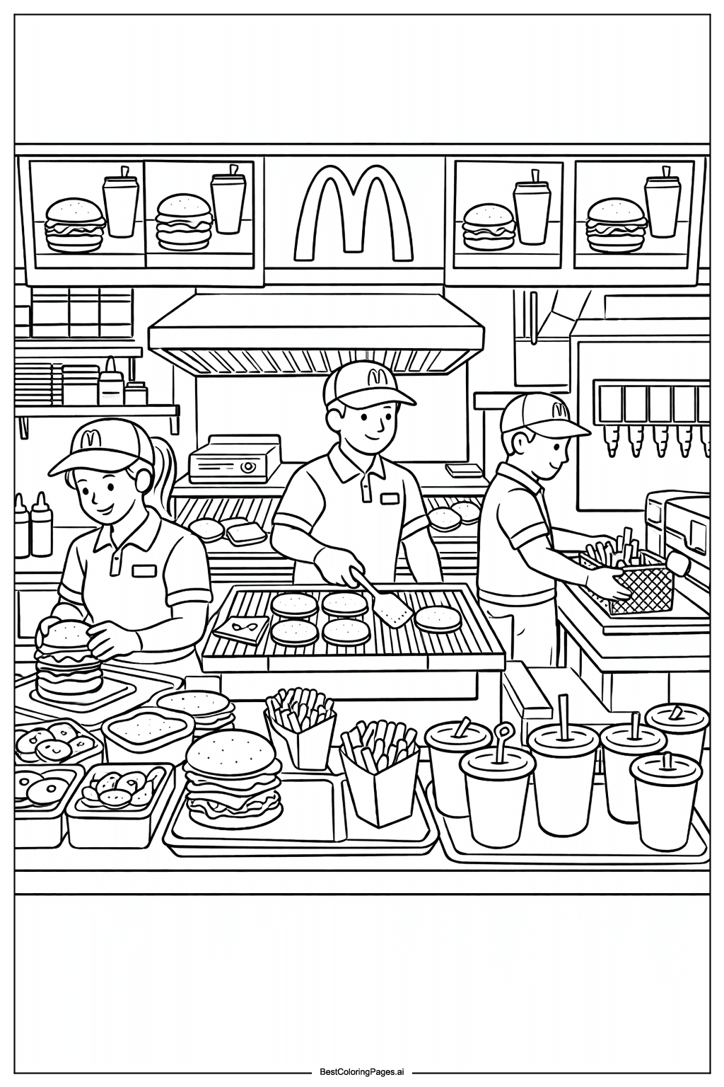 McDonald’s Kitchen Cooking Coloring Page