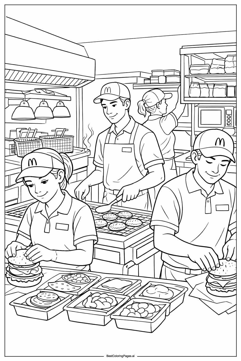 McDonald’s kitchen scene Coloring Page