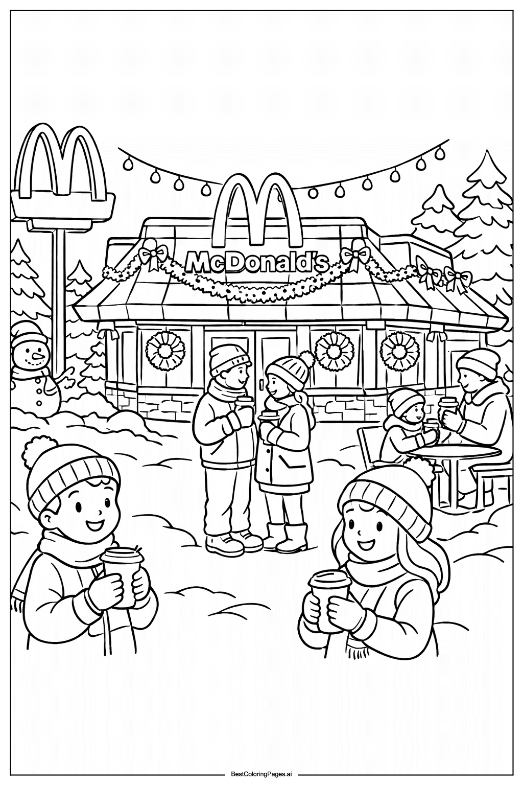McDonald’s winter scene Coloring Page