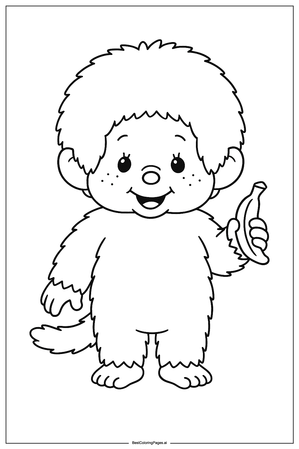 Monchhichi holding banana Coloring Page