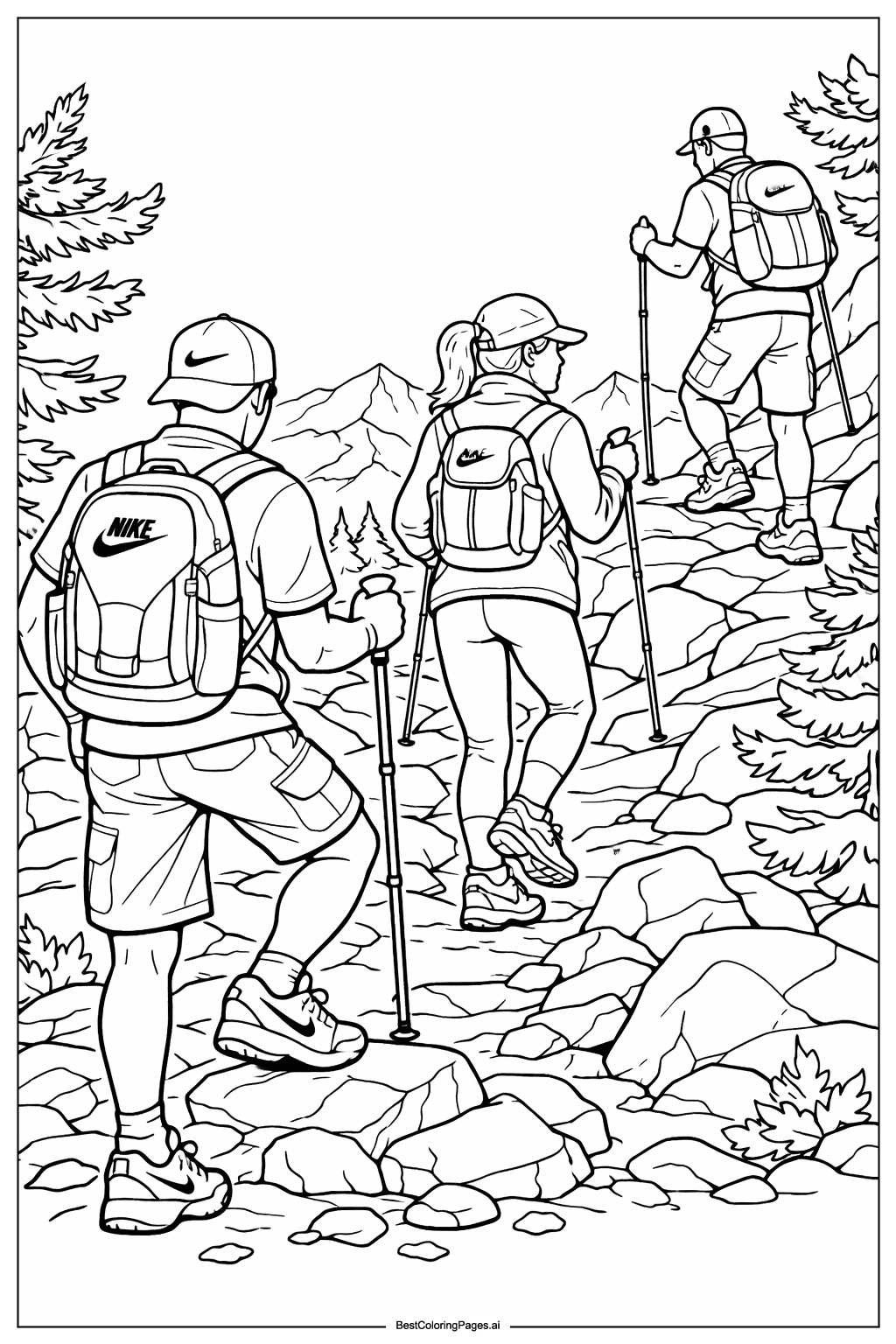 Nike hiking adventure Coloring Page