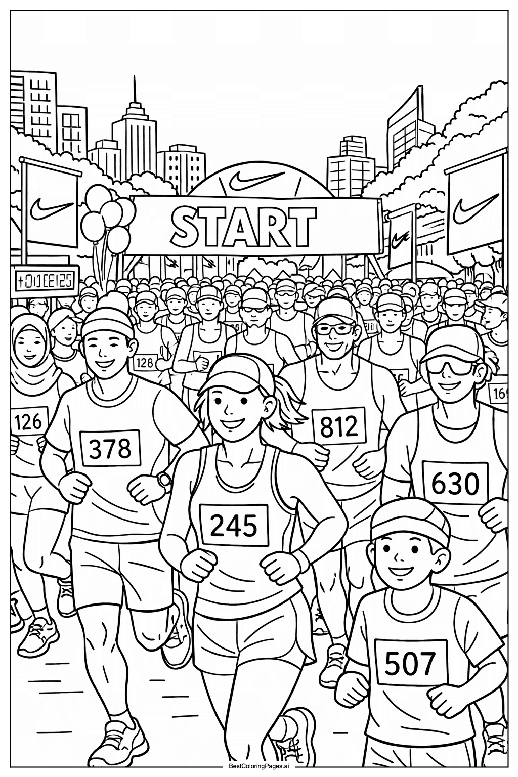 Nike marathon event Coloring Page