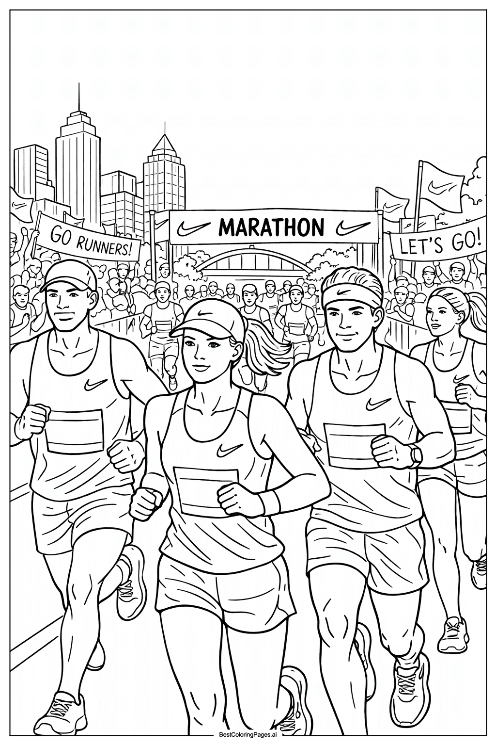 Nike marathon race Coloring Page