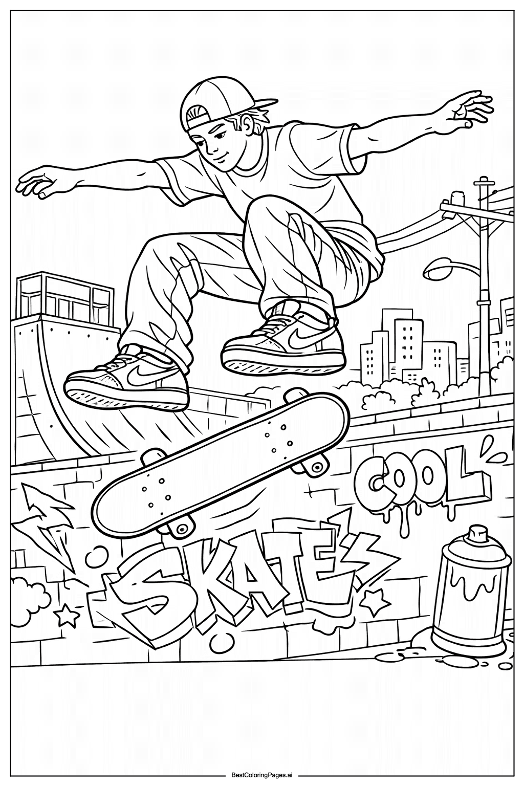 Nike skateboarding tricks Coloring Page