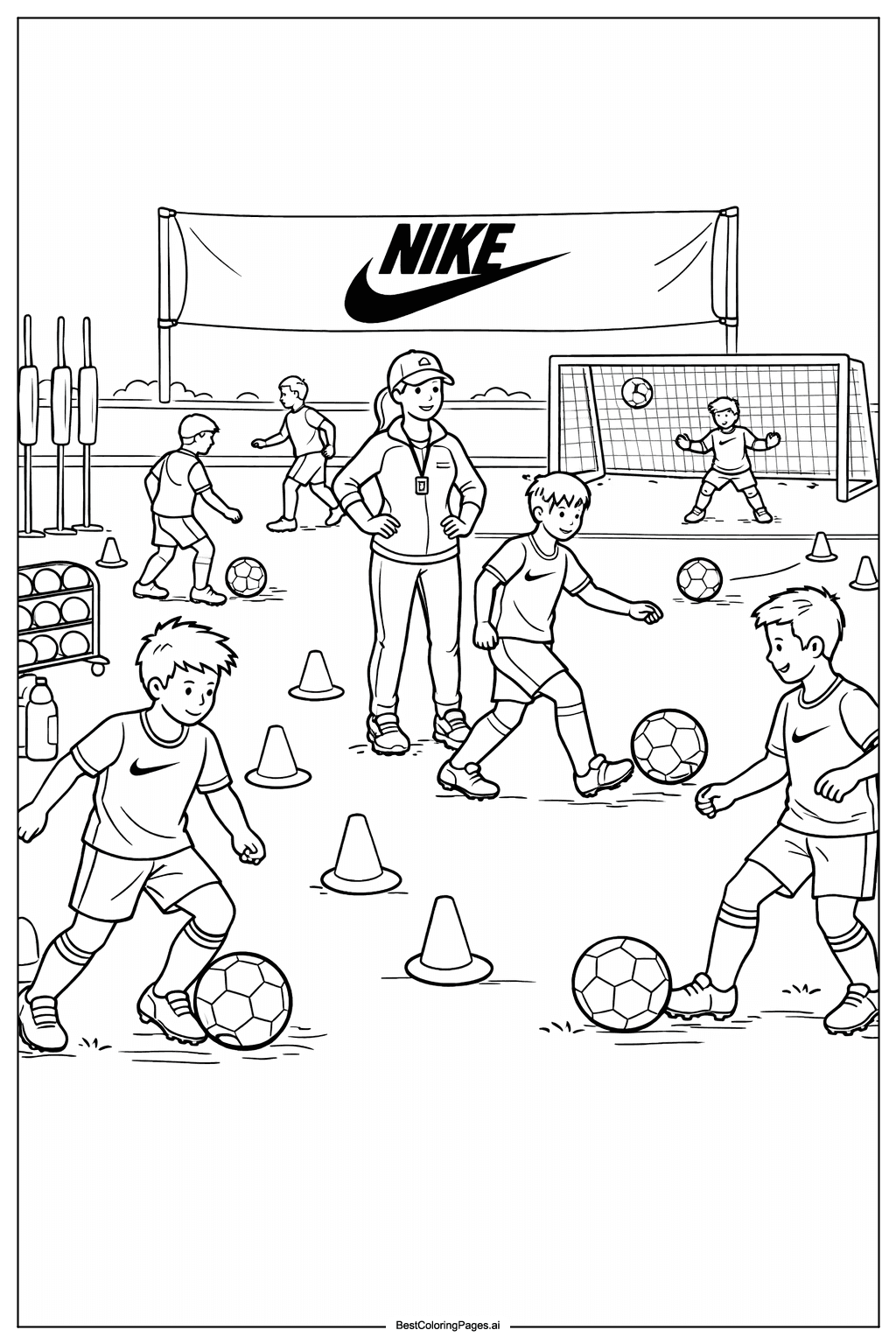 Nike soccer training Coloring Page
